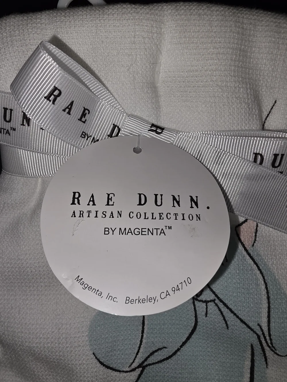 RAE DUNN Disney Princess White and Light Blue Ribboned Kitchen Towel